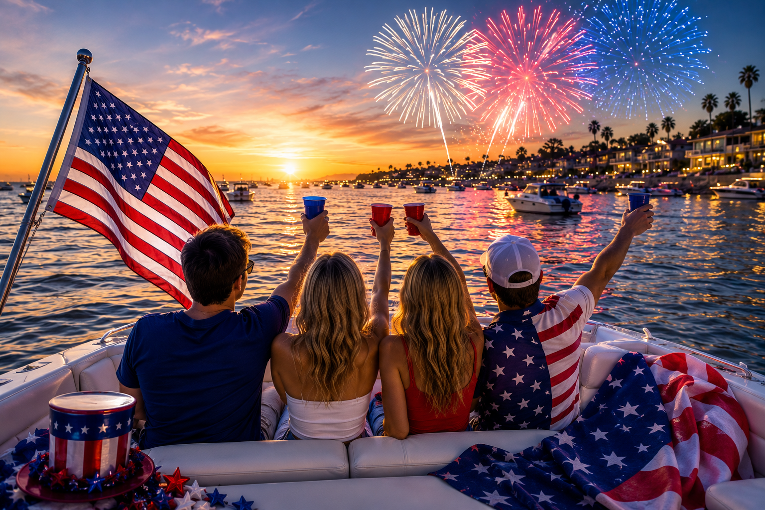 Red White & Blue On Water